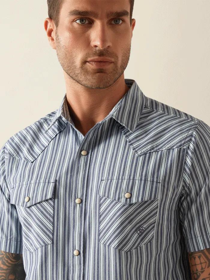 Ariat 10054700 Mens Hyder Retro Fit Short Sleeve Shirt Blue