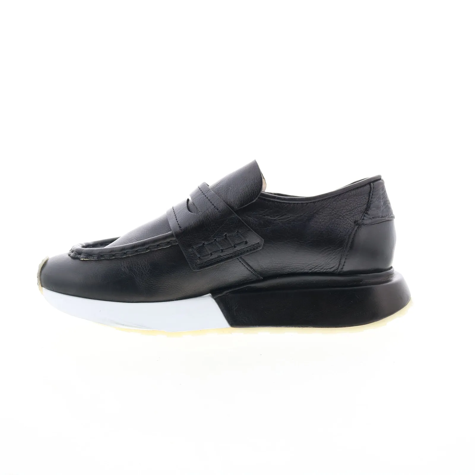 A.S. 98 Elian Womens Black Leather Slip On Lifestyle Sneakers Shoes
