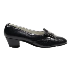 BALLY Heeled Loafer Shoes Black Leather Womens UK 6