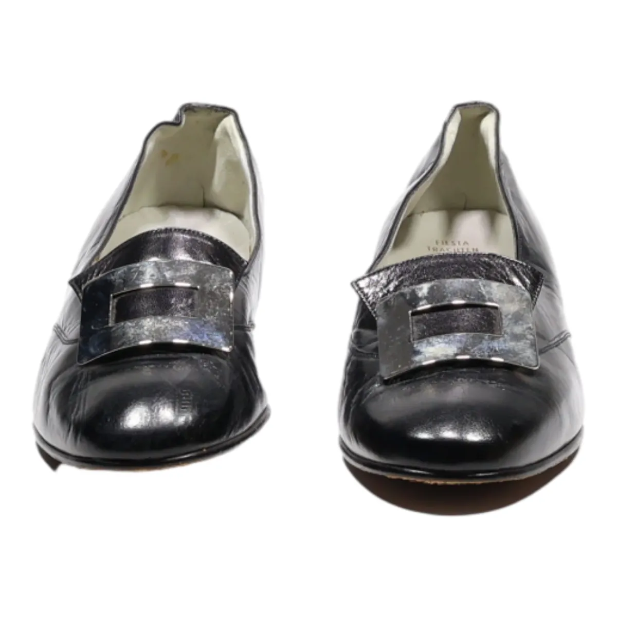 BALLY Heeled Loafer Shoes Black Leather Womens UK 6