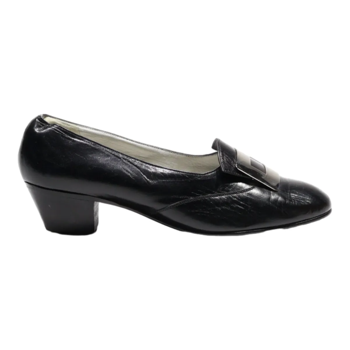 BALLY Heeled Loafer Shoes Black Leather Womens UK 6