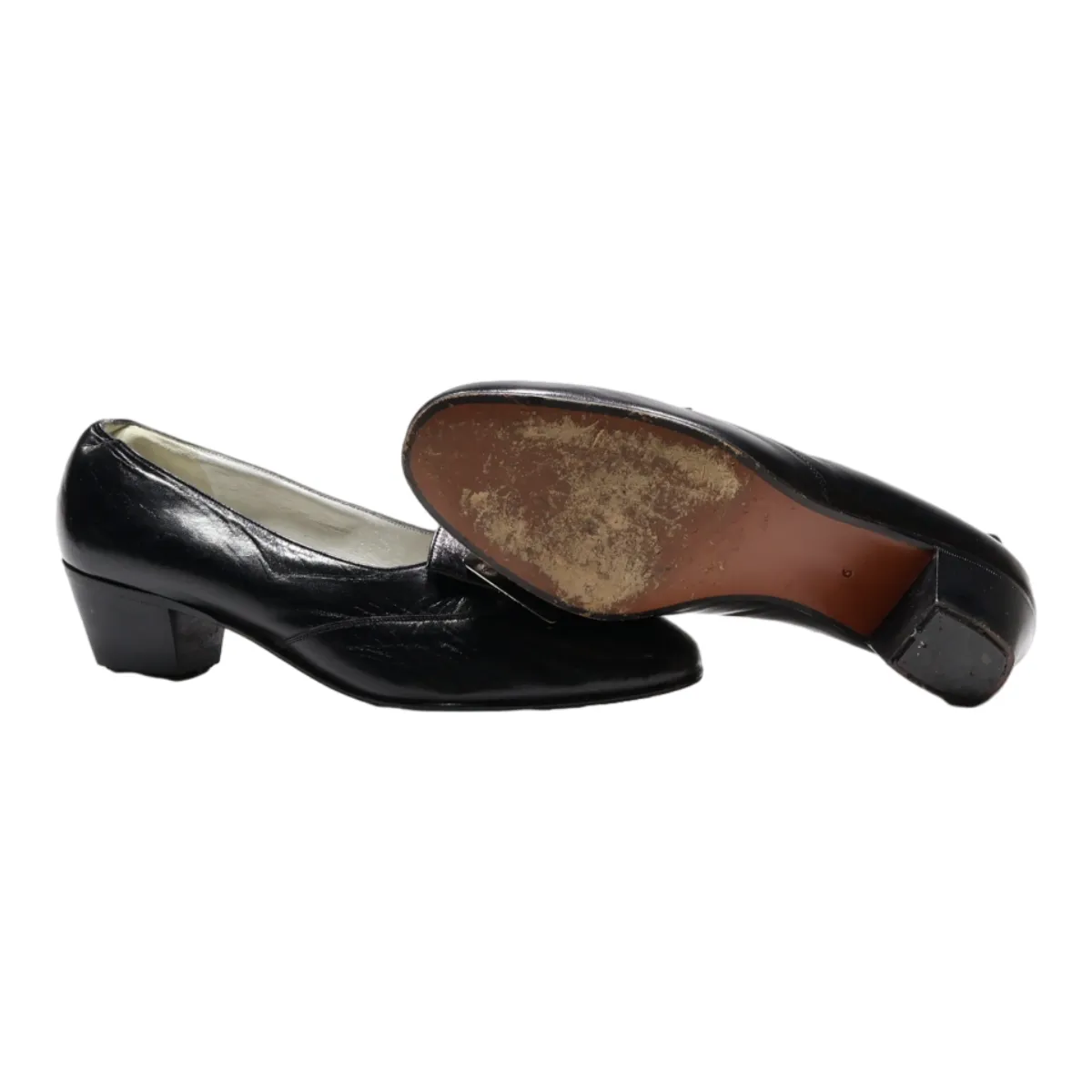 BALLY Heeled Loafer Shoes Black Leather Womens UK 6