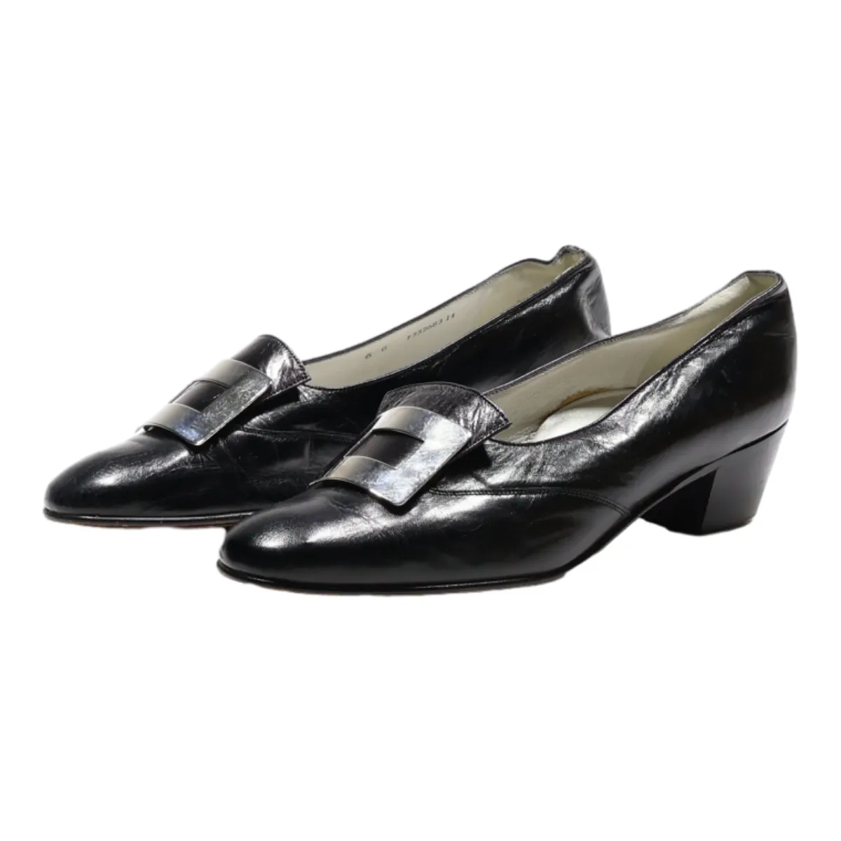 BALLY Heeled Loafer Shoes Black Leather Womens UK 6