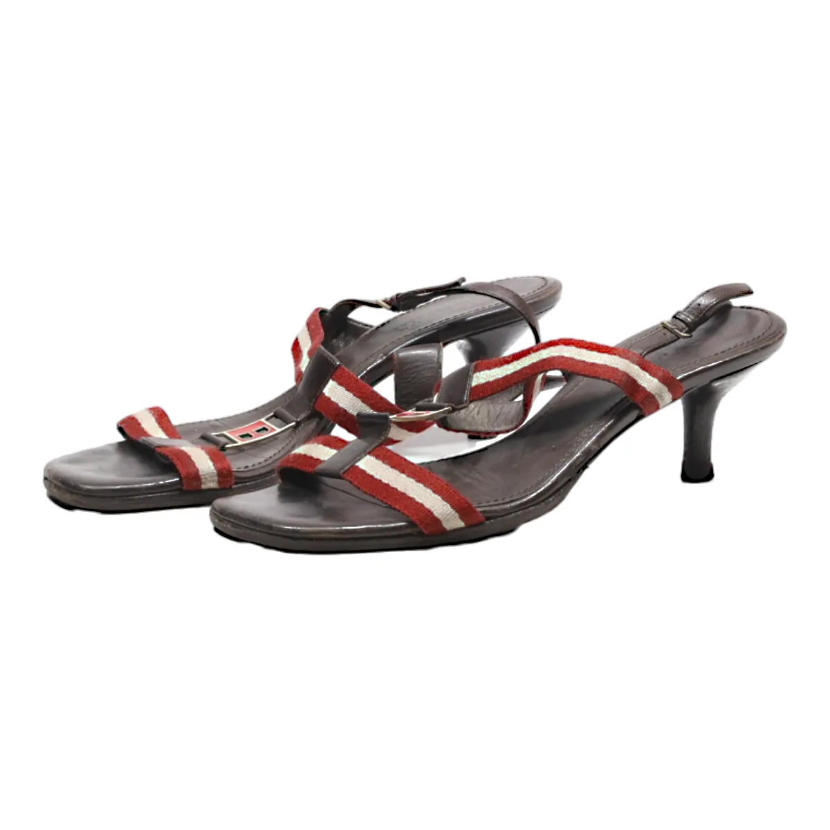 BALLY Heeled Strappy Sandals Brown Leather Womens UK 6