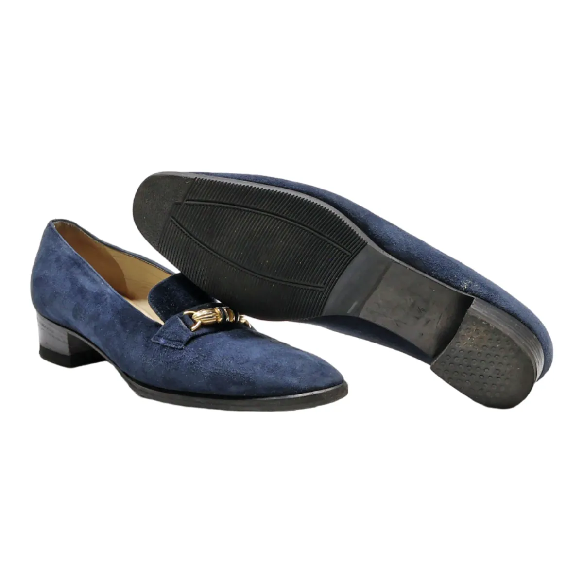 BALLY Loafer Shoes Blue Suede Womens UK 4.5