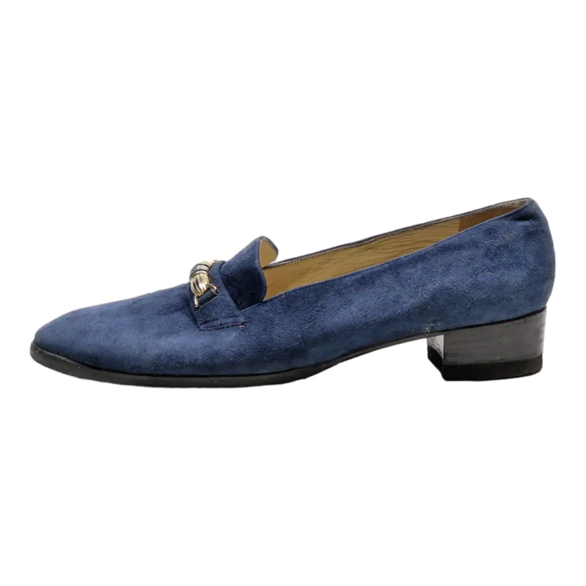 BALLY Loafer Shoes Blue Suede Womens UK 4.5