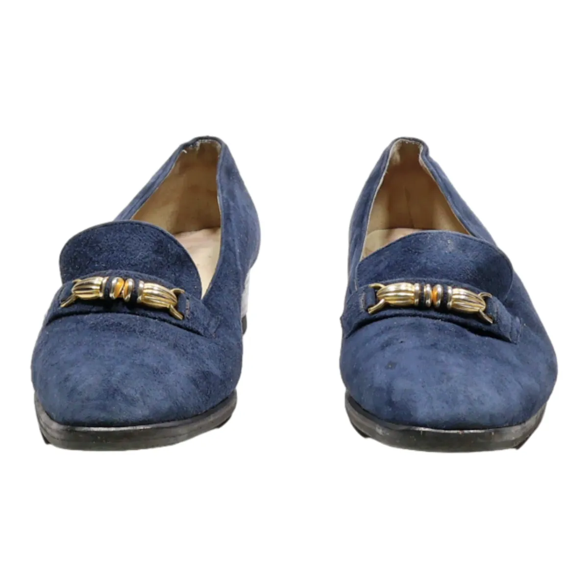 BALLY Loafer Shoes Blue Suede Womens UK 4.5