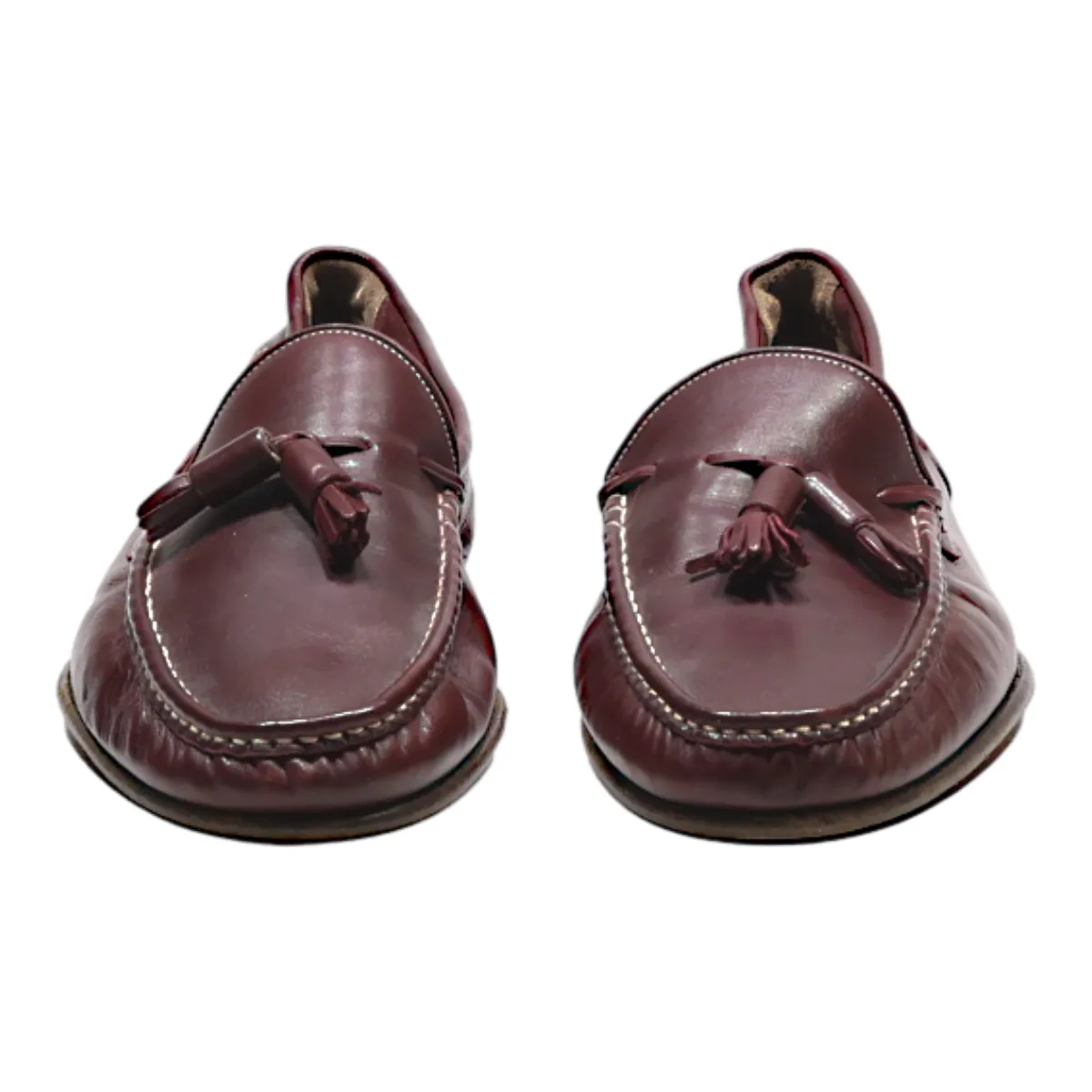 BALLY Loafer Shoes Maroon Leather Mens UK 9.5