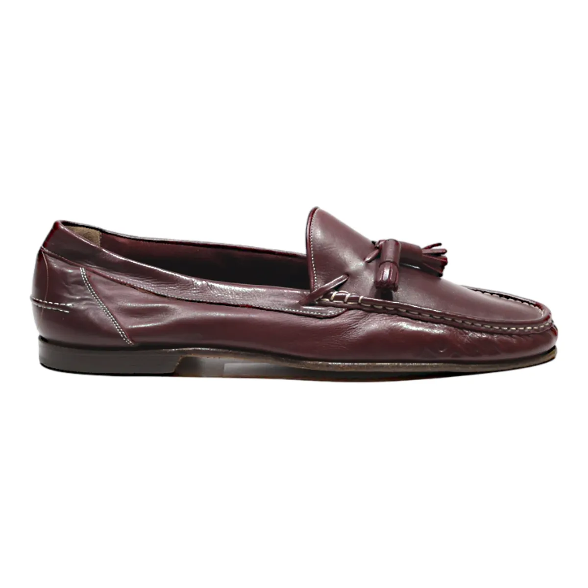 BALLY Loafer Shoes Maroon Leather Mens UK 9.5
