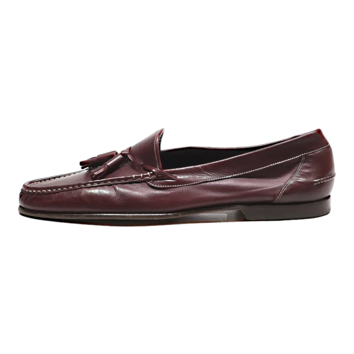 BALLY Loafer Shoes Maroon Leather Mens UK 9.5
