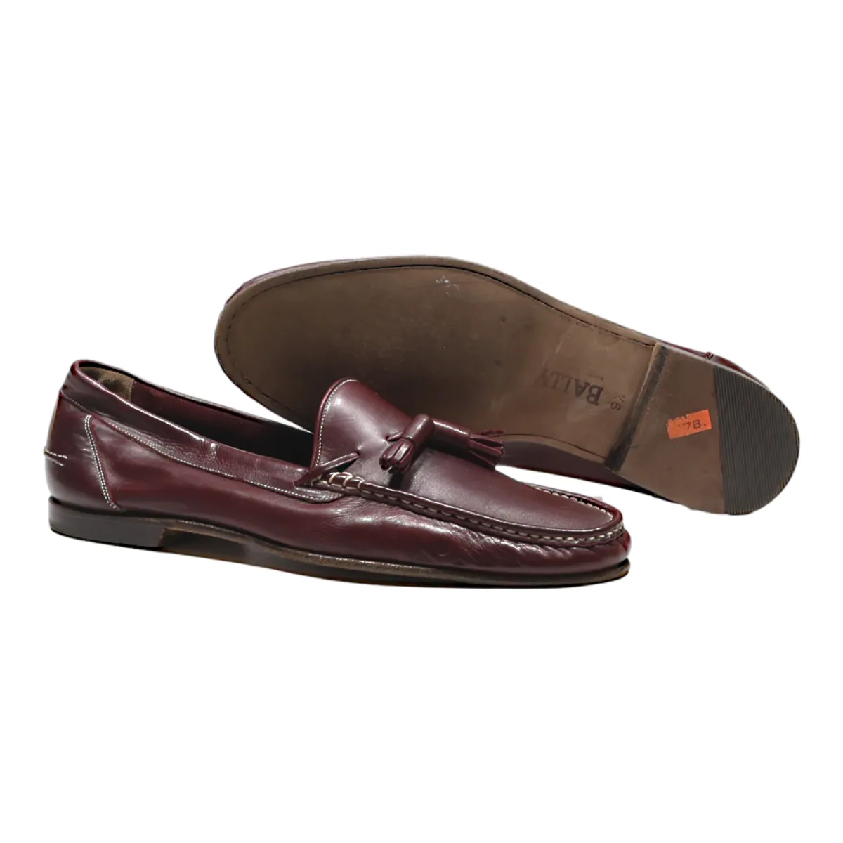 BALLY Loafer Shoes Maroon Leather Mens UK 9.5