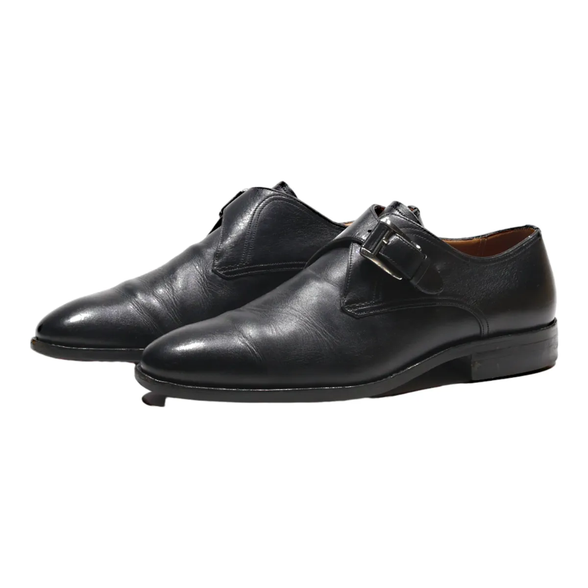 BALLY Monk Shoes Black Leather Mens UK 9.5