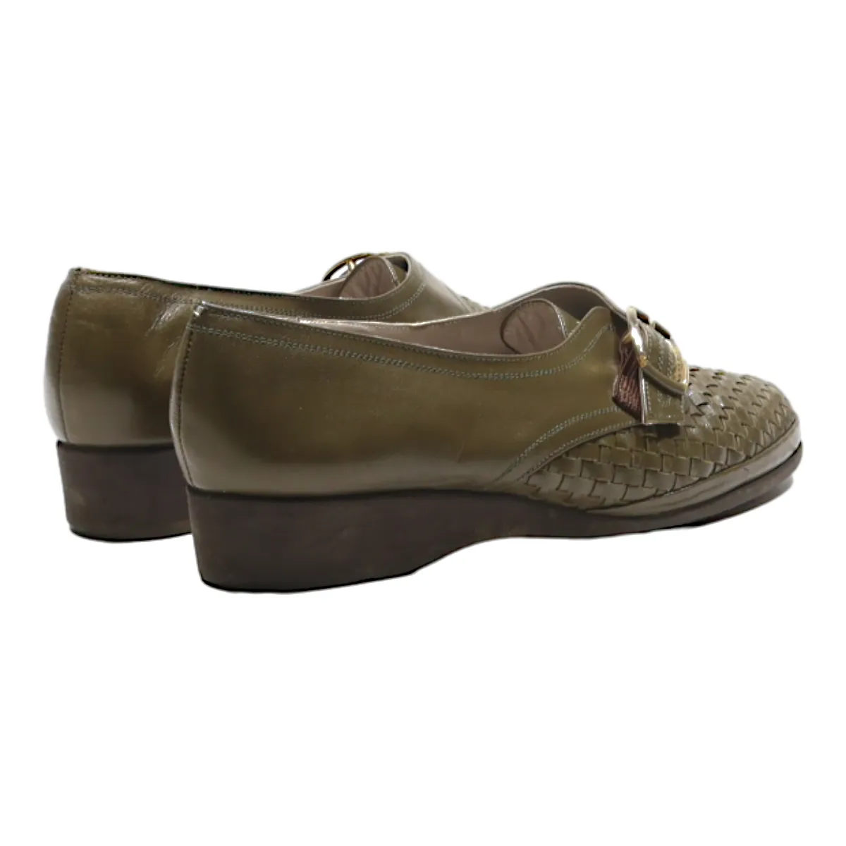 BALLY Monk Shoes Green Leather Womens UK 1.5