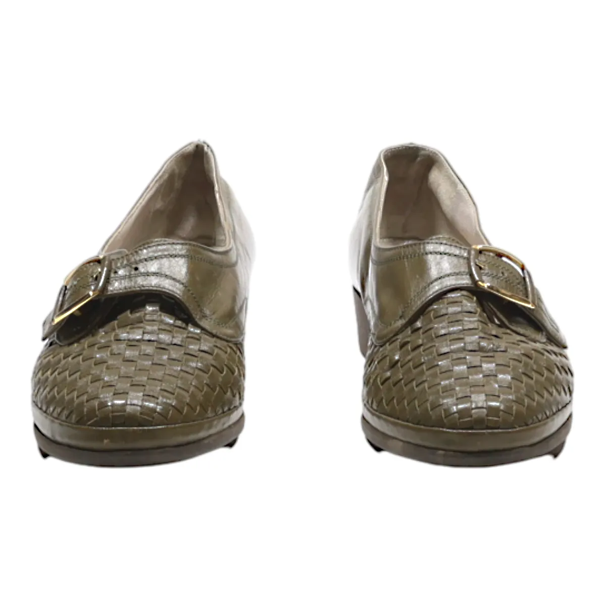 BALLY Monk Shoes Green Leather Womens UK 1.5