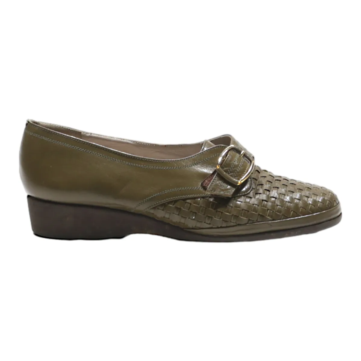 BALLY Monk Shoes Green Leather Womens UK 1.5