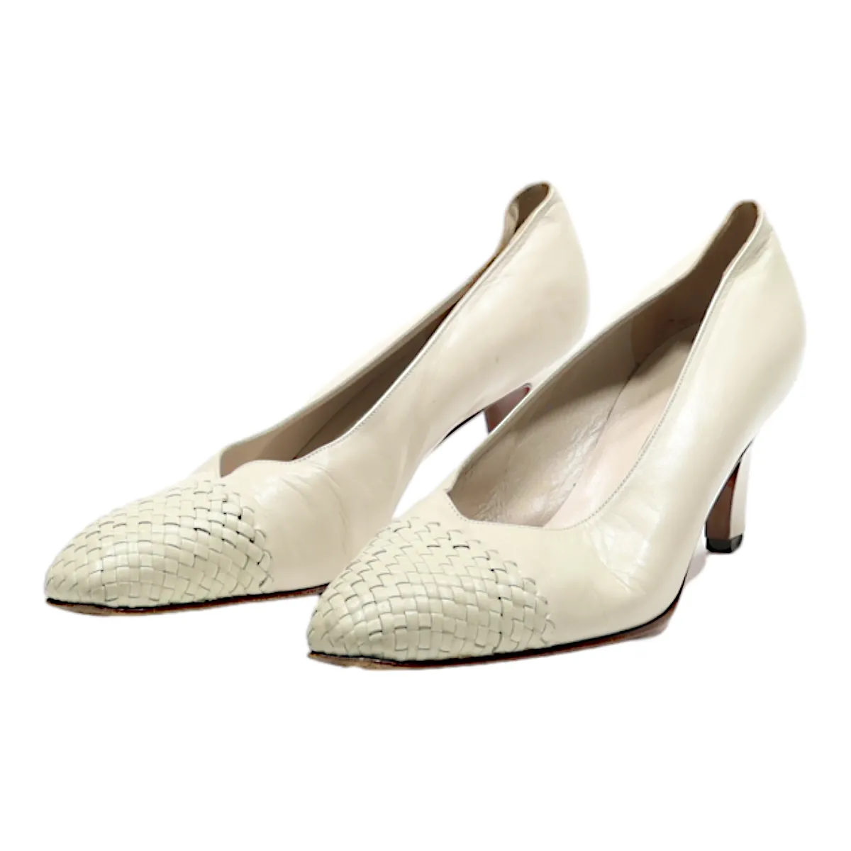 BALLY Pump Heels Cream Leather Womens UK 4.5