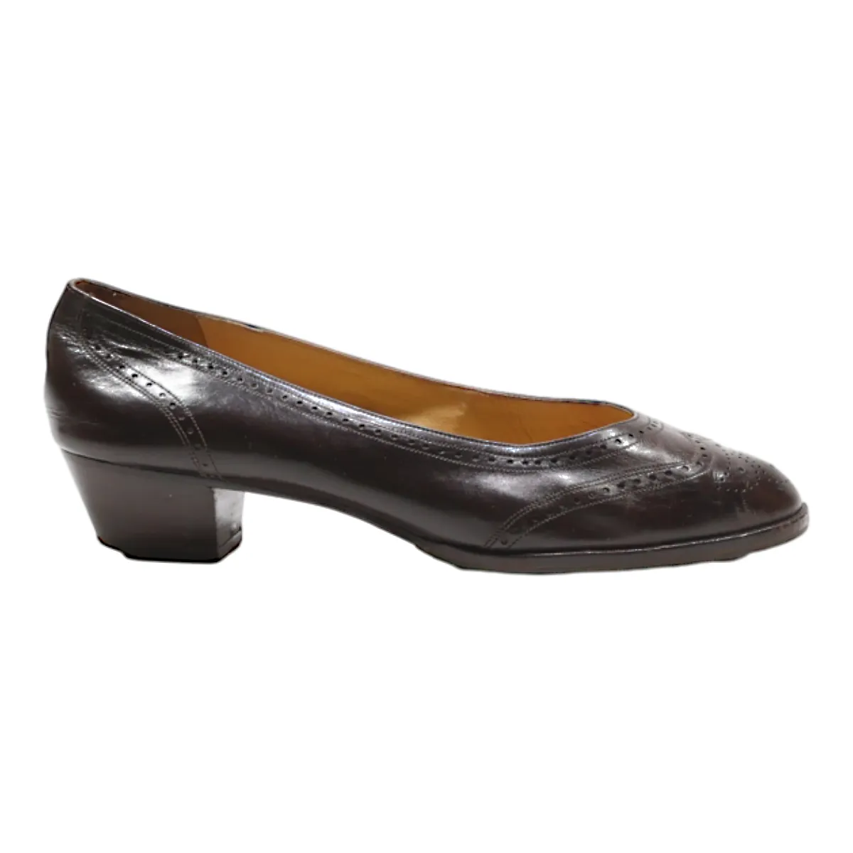 BALLY SUISSE Brogue Ballet Shoes Brown Leather Womens UK 5