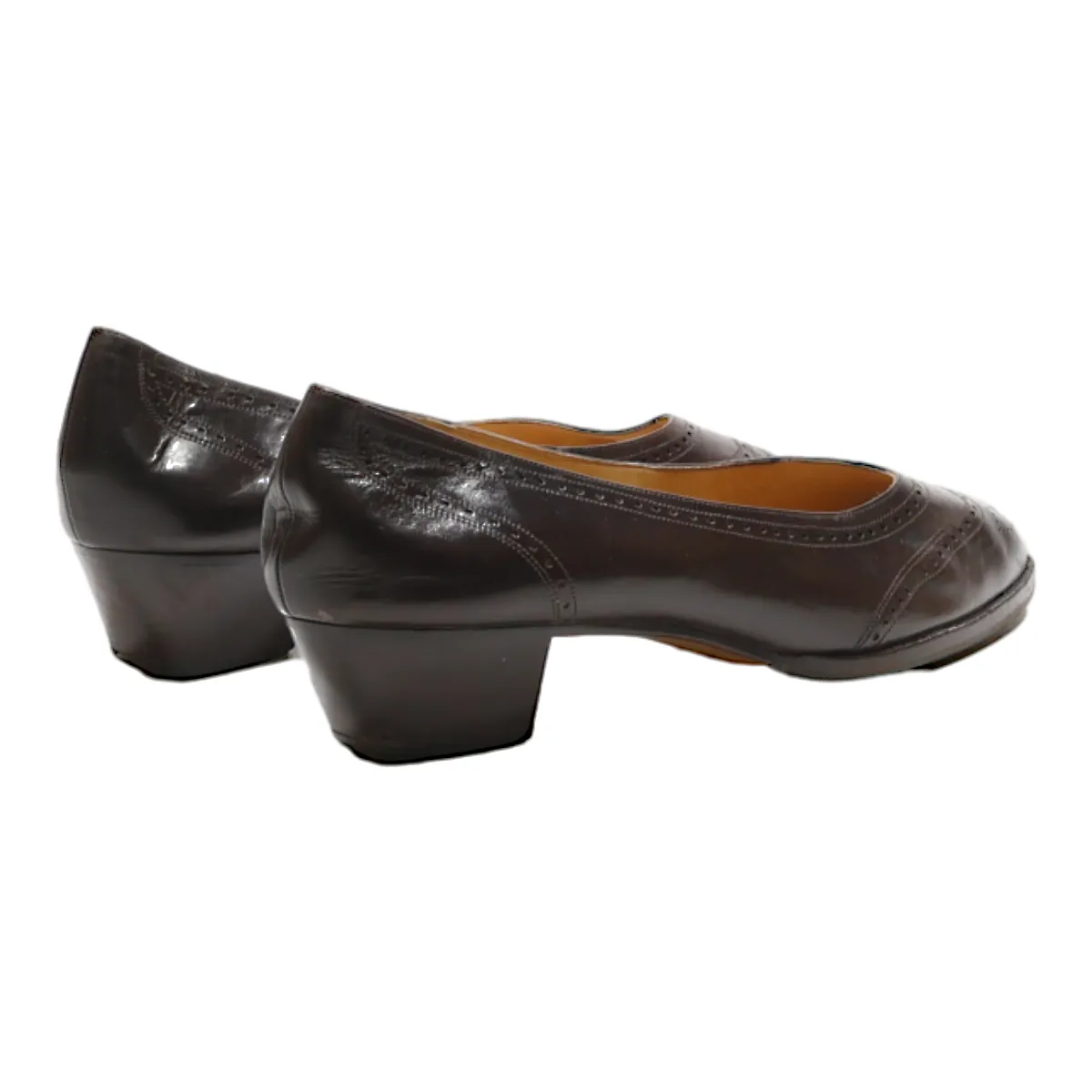 BALLY SUISSE Brogue Ballet Shoes Brown Leather Womens UK 5