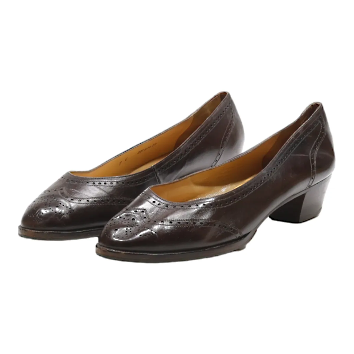 BALLY SUISSE Brogue Ballet Shoes Brown Leather Womens UK 5