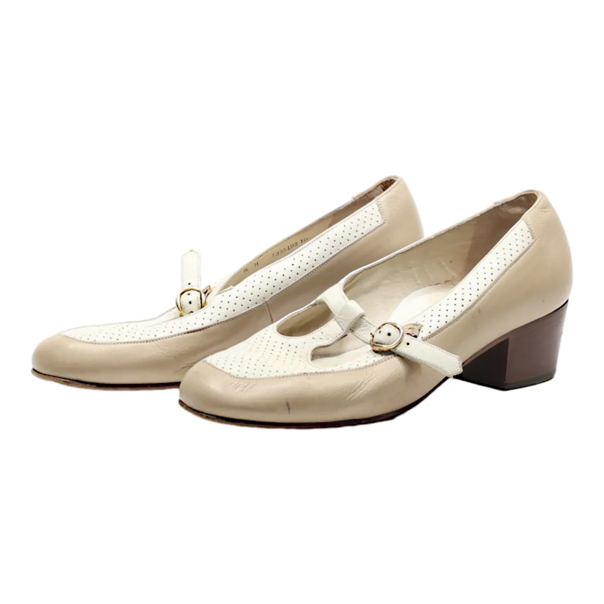 BALLY SUISSE Heeled Ballet Shoes Beige Leather Womens UK 3