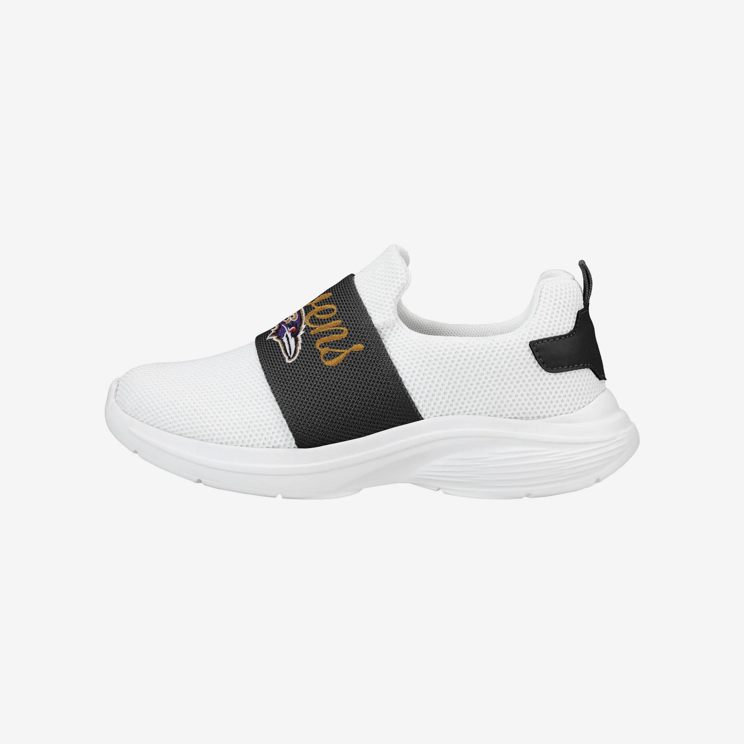 Baltimore Ravens Womens Script Wordmark White Slip On Sneakers