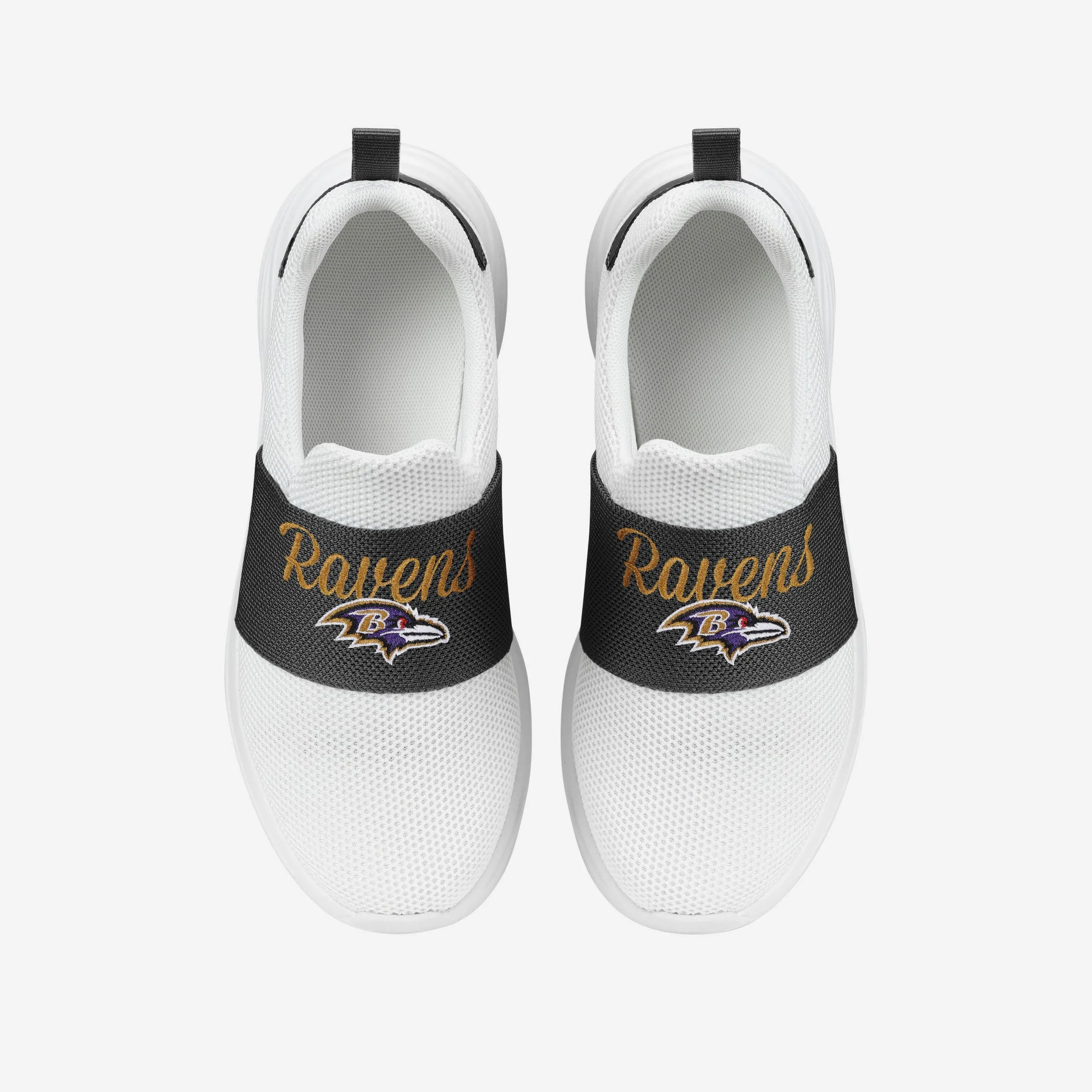 Baltimore Ravens Womens Script Wordmark White Slip On Sneakers