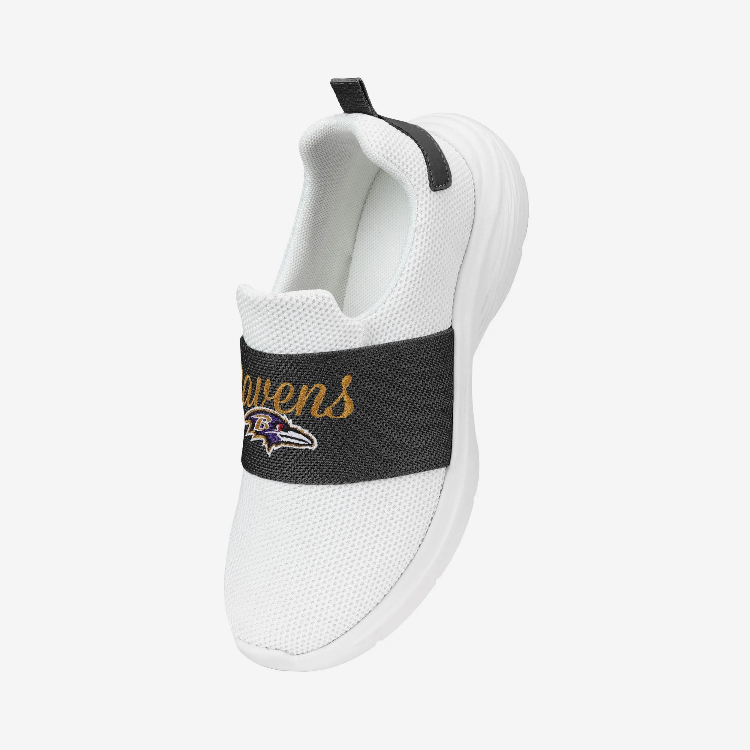 Baltimore Ravens Womens Script Wordmark White Slip On Sneakers
