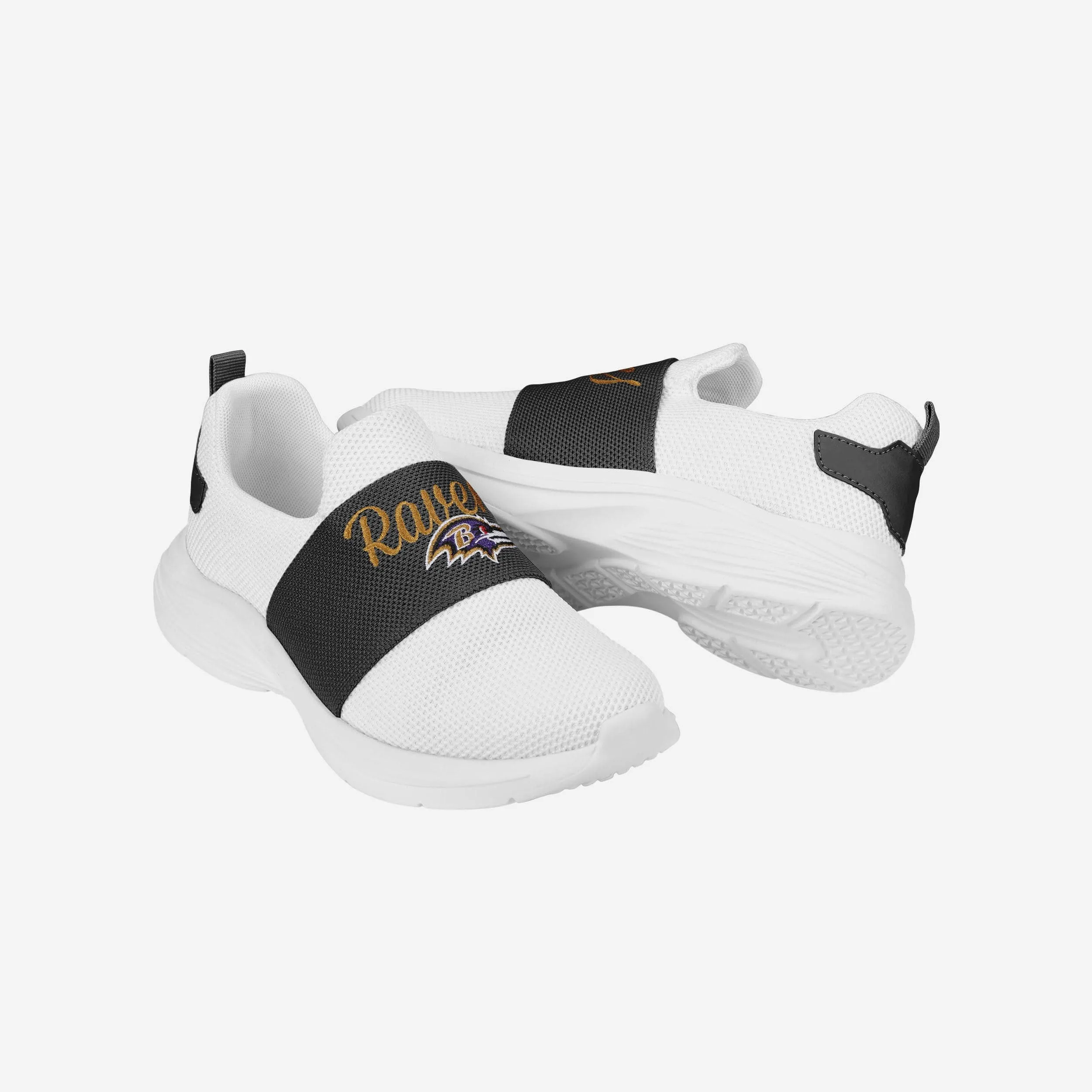 Baltimore Ravens Womens Script Wordmark White Slip On Sneakers