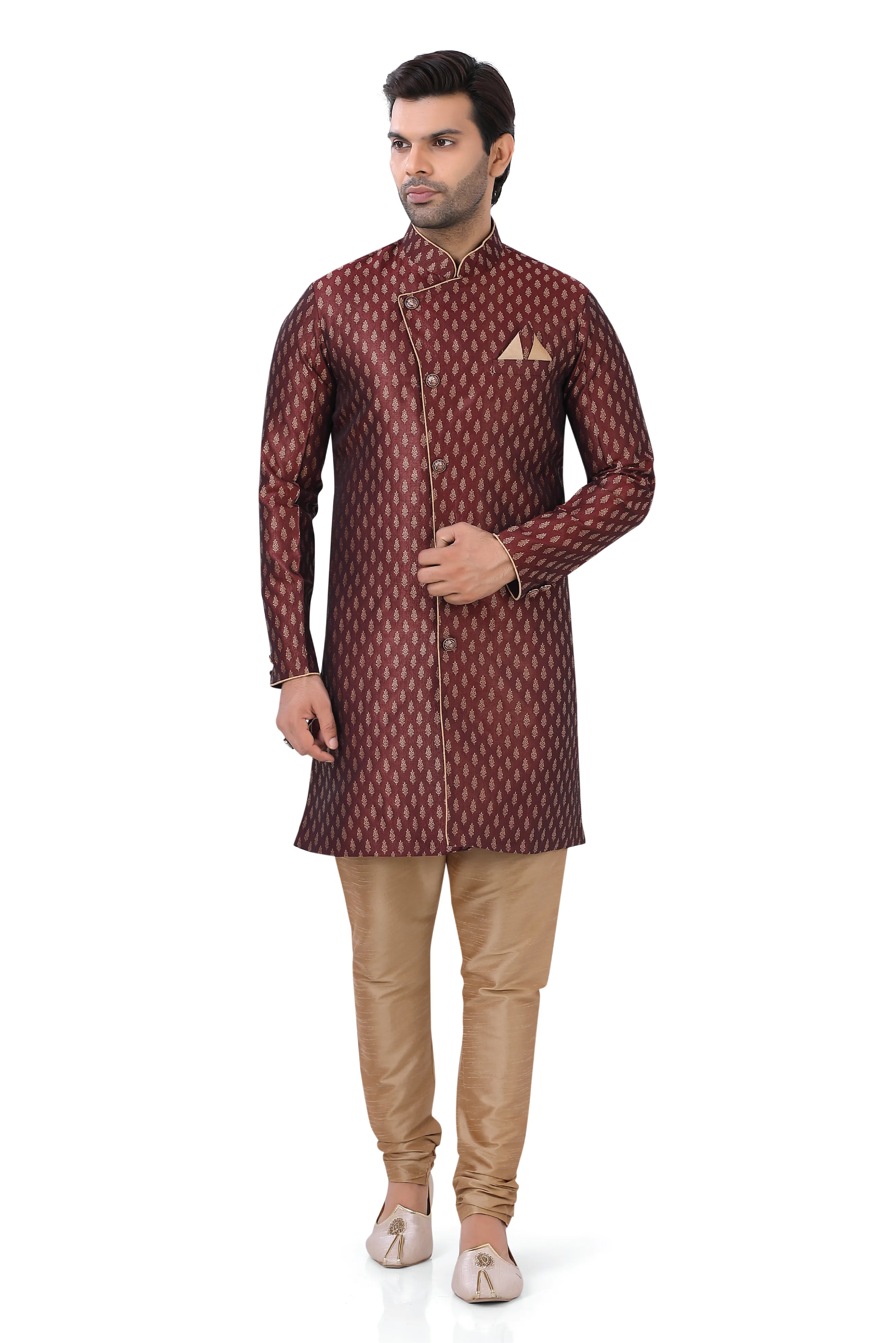 Banarasi Brocade Silk Indo western in Maroon