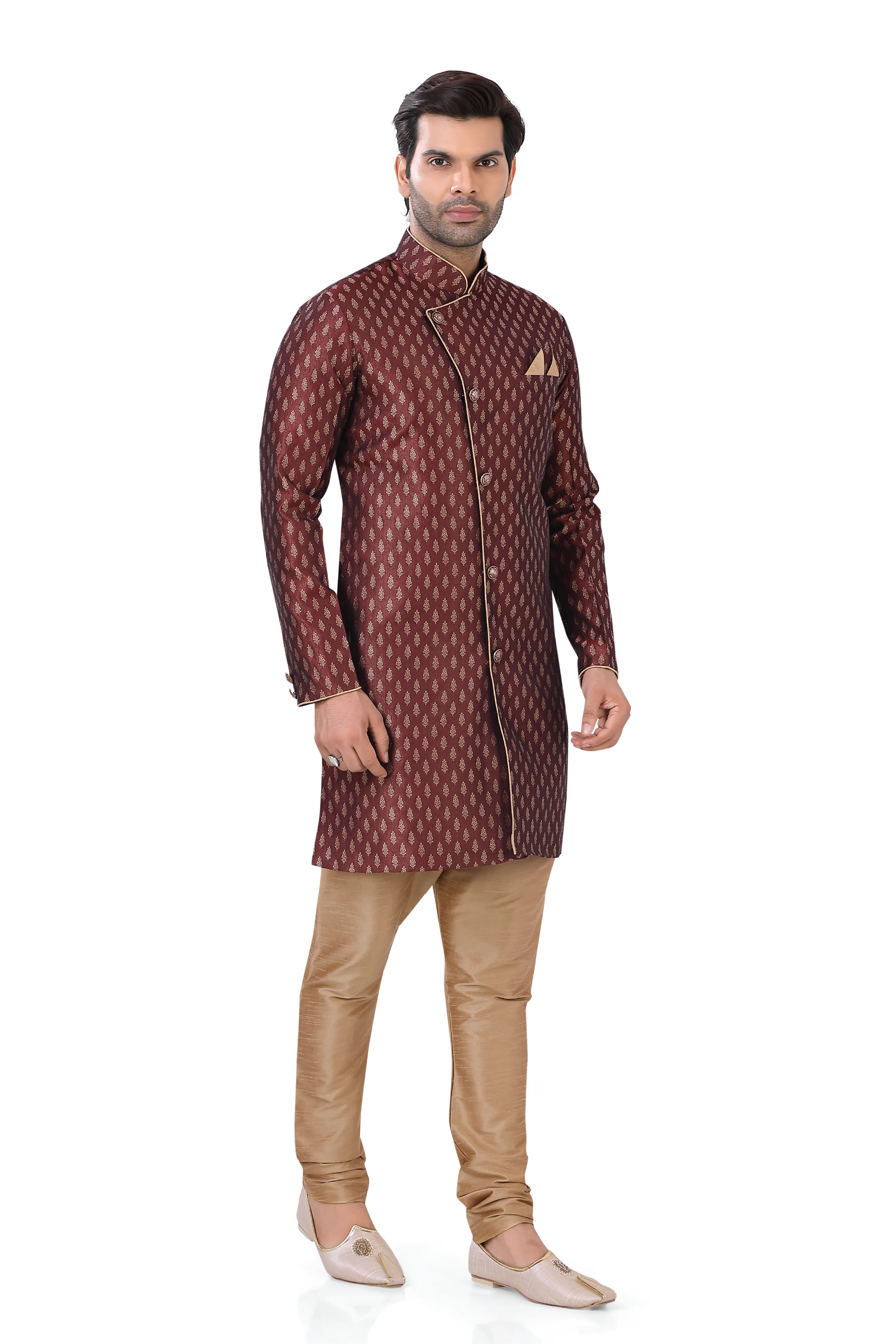 Banarasi Brocade Silk Indo western in Maroon