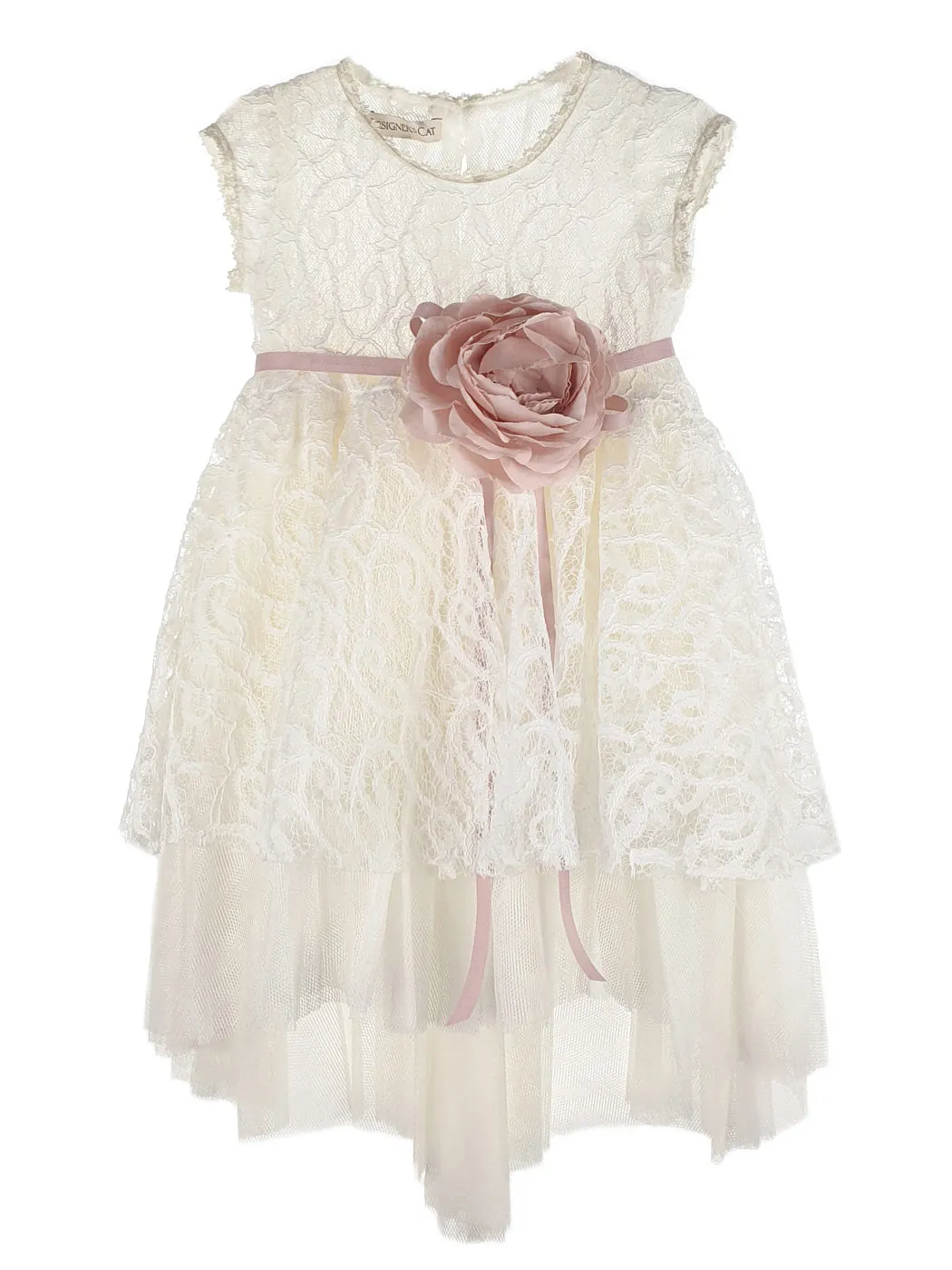 Baptism Asymmetric dress with lace - DANESI