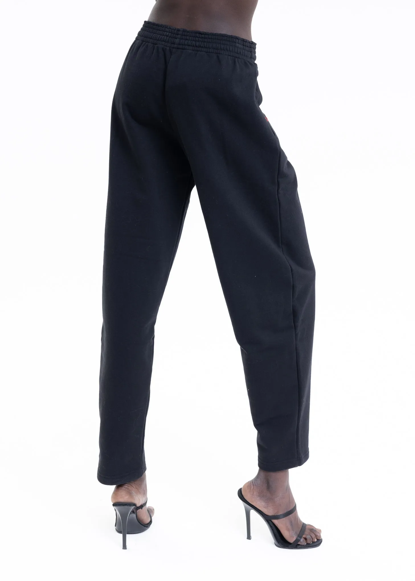 BLACK W RED WHITE PRINT JOGGING PANTS