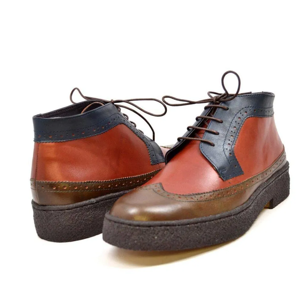 British Walkers Playboy Wingtips Men's Three Tone High Top Lace Up Leather