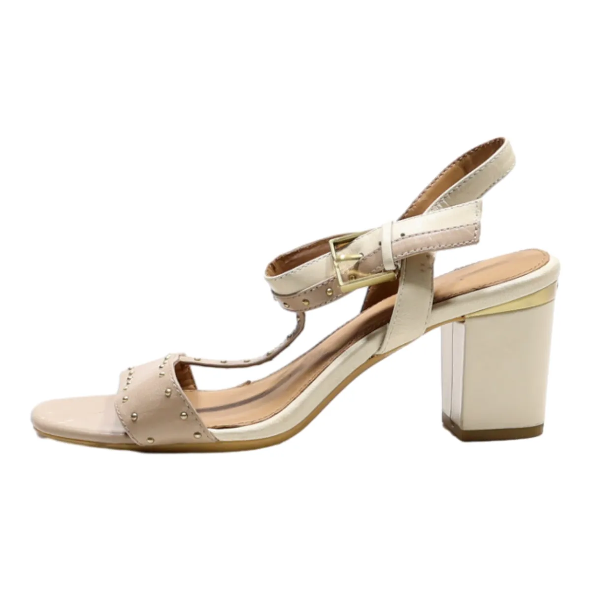 CALVIN KLEIN Strappy Heels Beige Leather Womens UK 5.5