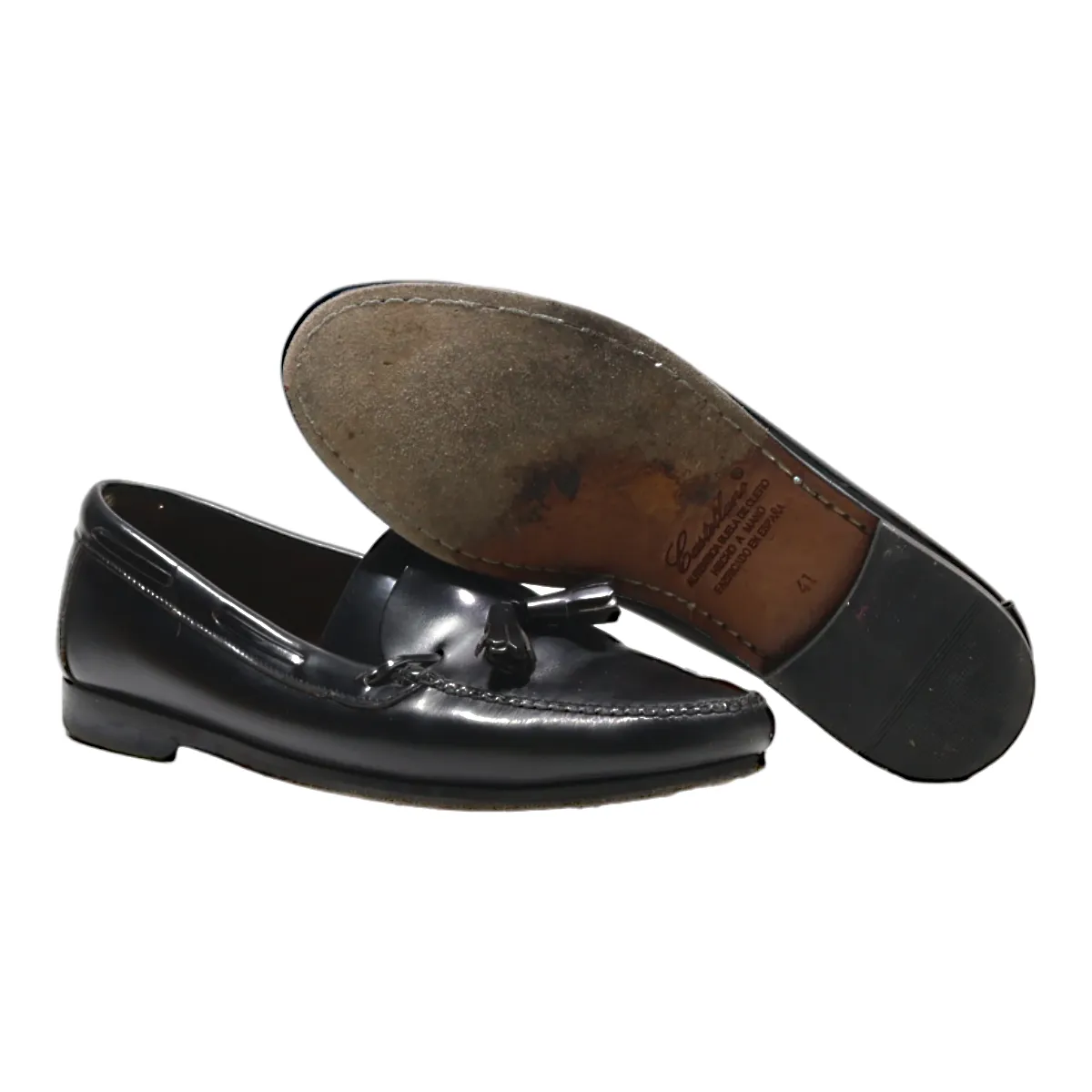 CASTELLANO Loafer Shoes Black Leather Womens UK 8