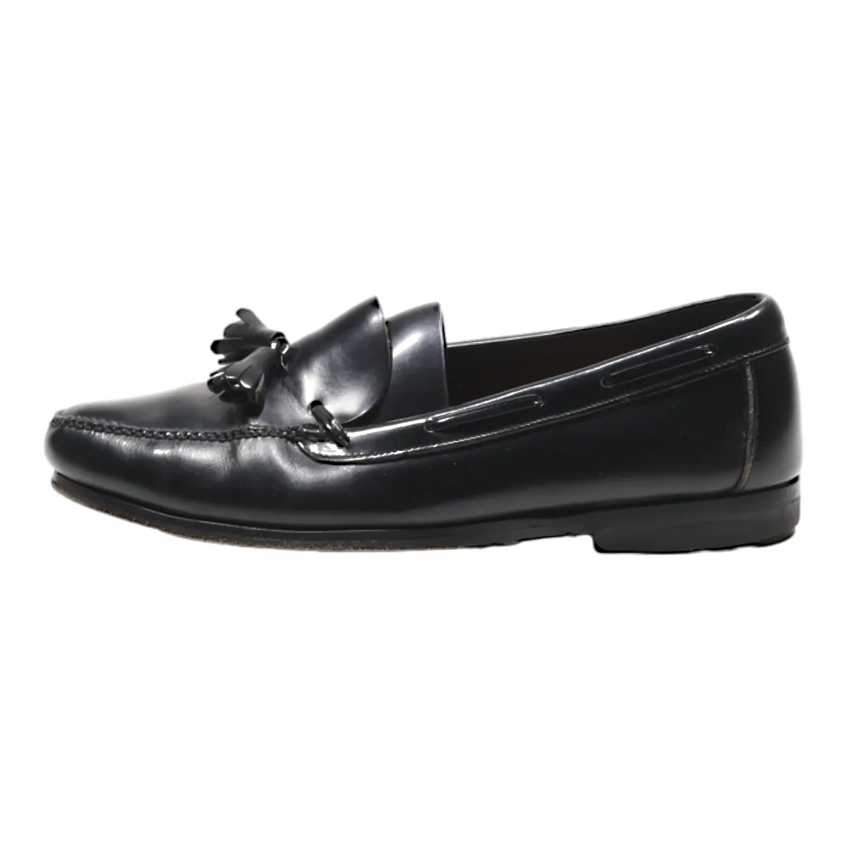 CASTELLANO Loafer Shoes Black Leather Womens UK 8
