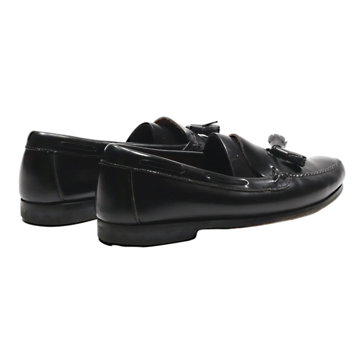 CASTELLANO Loafer Shoes Black Leather Womens UK 8