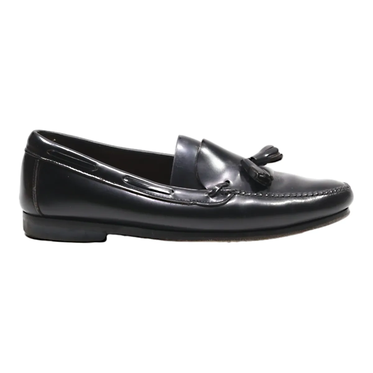 CASTELLANO Loafer Shoes Black Leather Womens UK 8