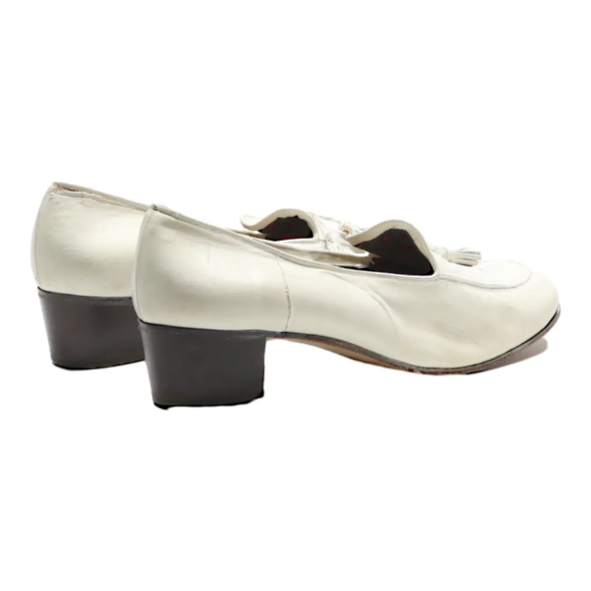 CHARLES Loafer Shoes White Leather Womens UK 6.5