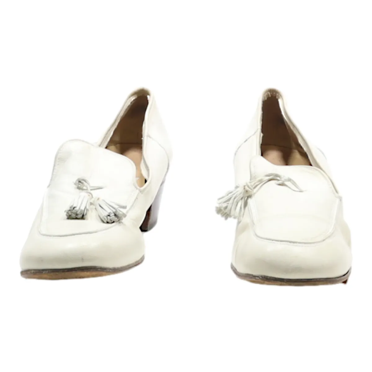 CHARLES Loafer Shoes White Leather Womens UK 6.5