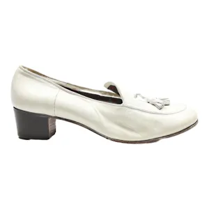 CHARLES Loafer Shoes White Leather Womens UK 6.5