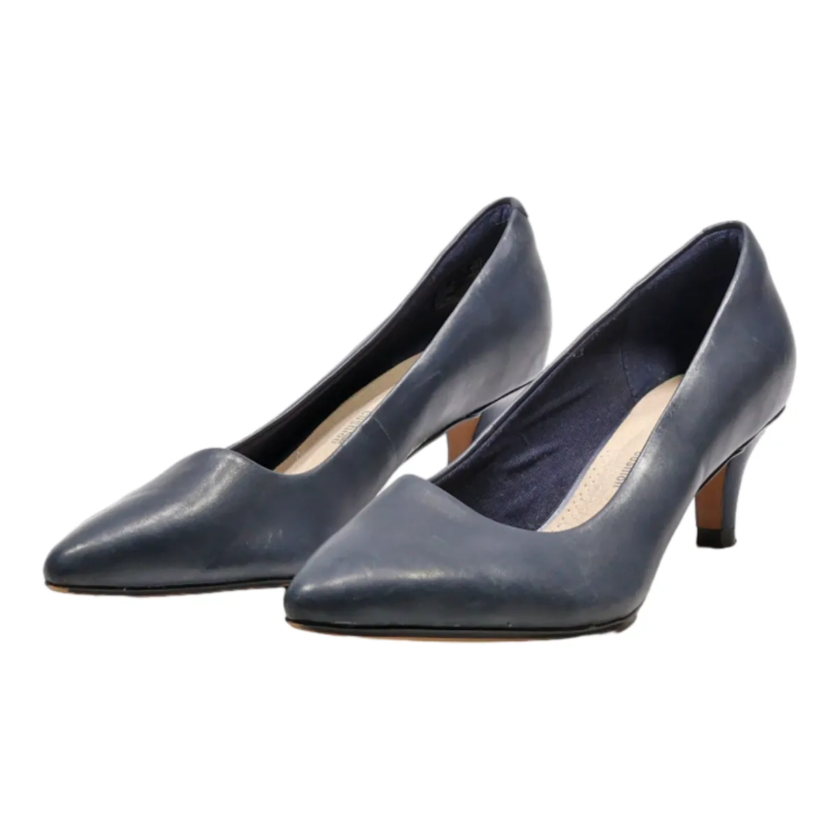 CLARKS Pump Heels Blue Leather Womens UK 5