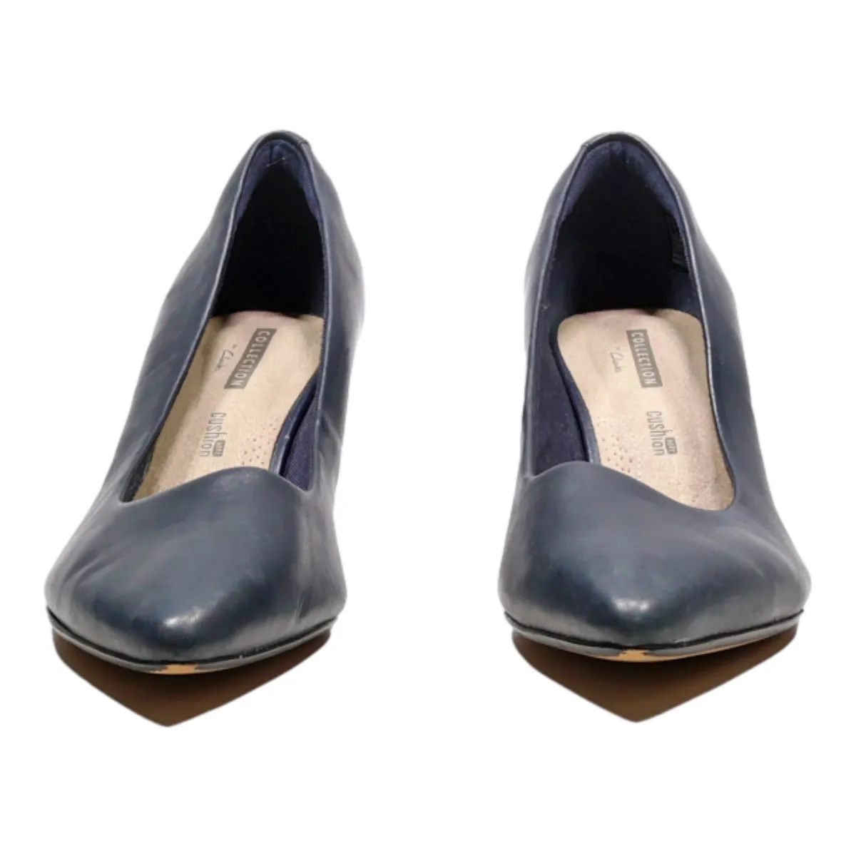 CLARKS Pump Heels Blue Leather Womens UK 5