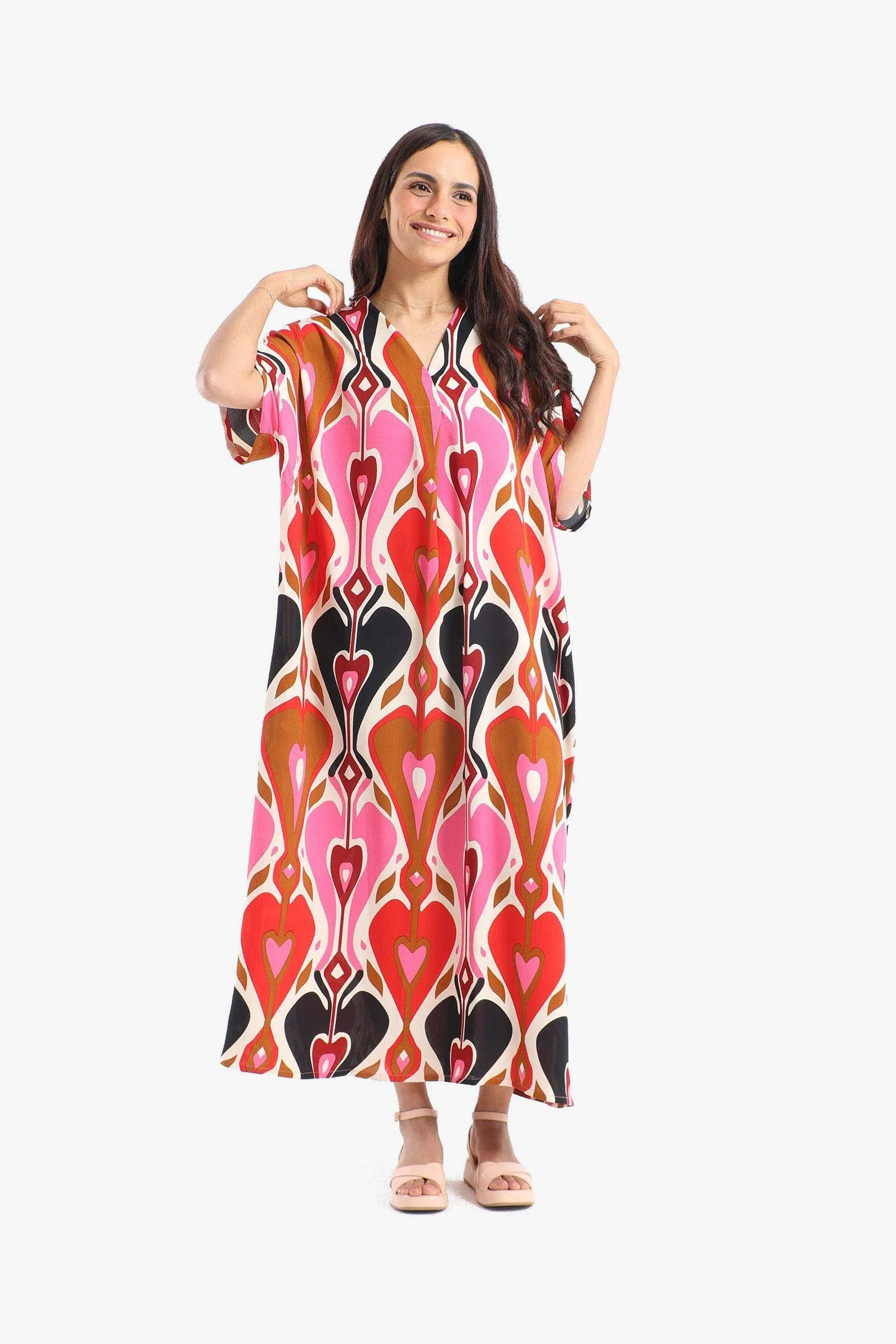 Colored Heart Printed Dress
