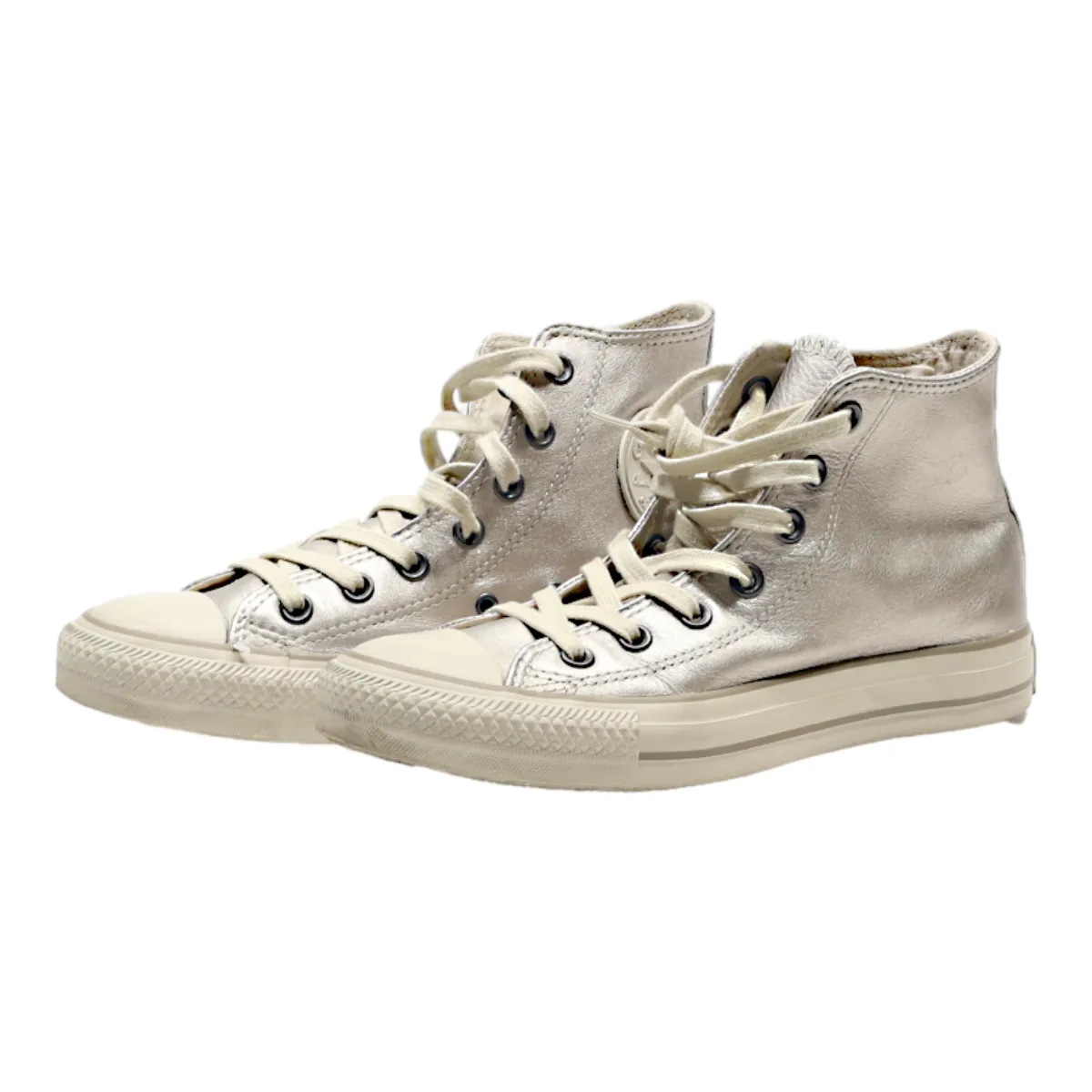 CONVERSE High Top Trainers Silver Synthetic Womens UK 5.5