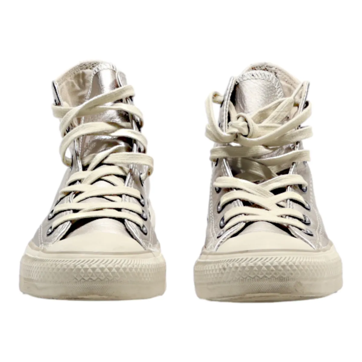 CONVERSE High Top Trainers Silver Synthetic Womens UK 5.5