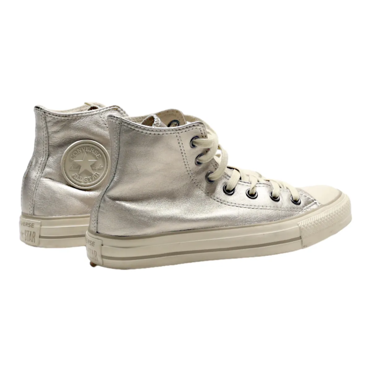 CONVERSE High Top Trainers Silver Synthetic Womens UK 5.5
