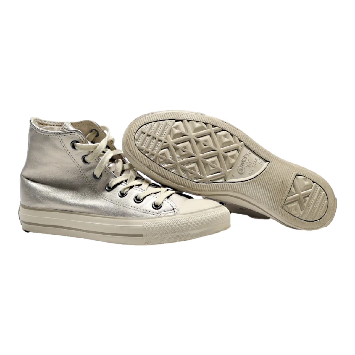 CONVERSE High Top Trainers Silver Synthetic Womens UK 5.5