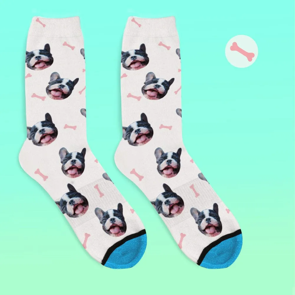 Custom Face Socks 3D Digital Printed Socks Add Pictures and Name - Bones