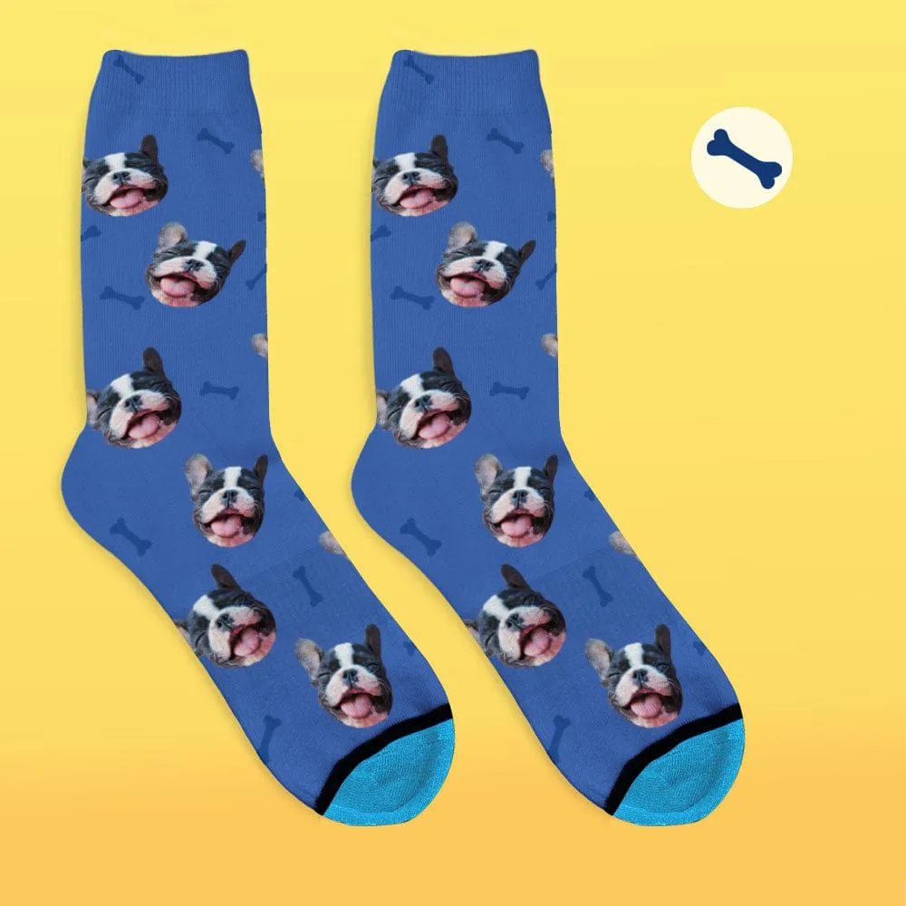 Custom Face Socks 3D Digital Printed Socks Add Pictures and Name - Bones